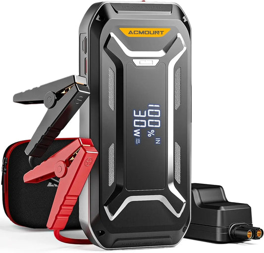 ACMOUNT 12V Portable Jump Starter & Battery Charger - 5000A Peak Power, Fast USB Charging, and LED Light