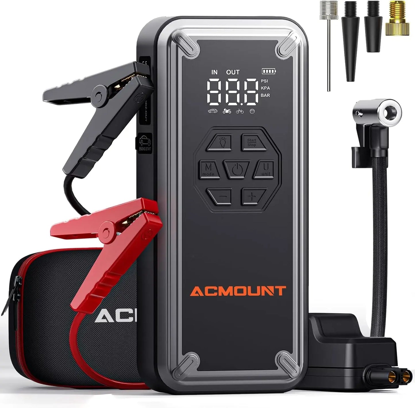 ACMOUNT Jump Starter with Air Compressor 3000A Tire Inflator Portable Air Compressor, with LCD Display.