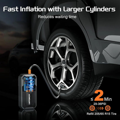 ACMOUNT Tire Inflator Portable Air Compressor, 160PSI 3X Faster Inflator, Tire Pressure Detection & 3 LED Light